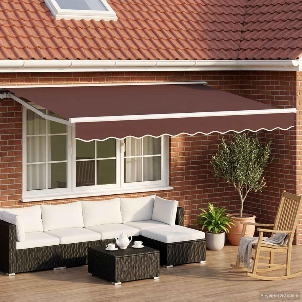 Electric Retractable Awning Brown and White 2.5 X 2 M