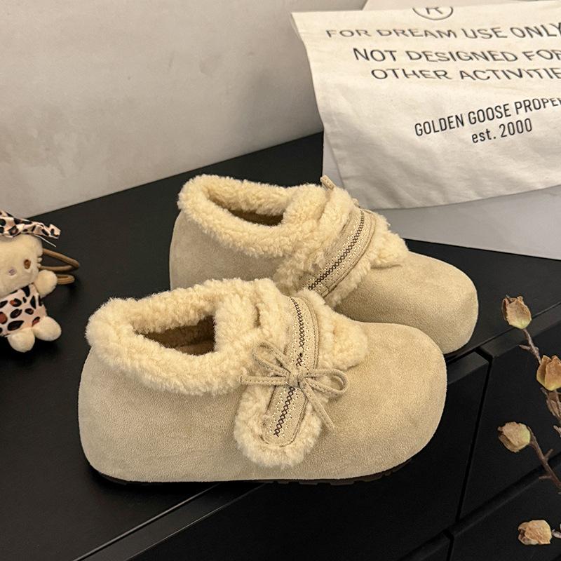 Women's soft elastic thick sole winter fur one warm cold padded snow boots non-slip wear casual sports cotton boots