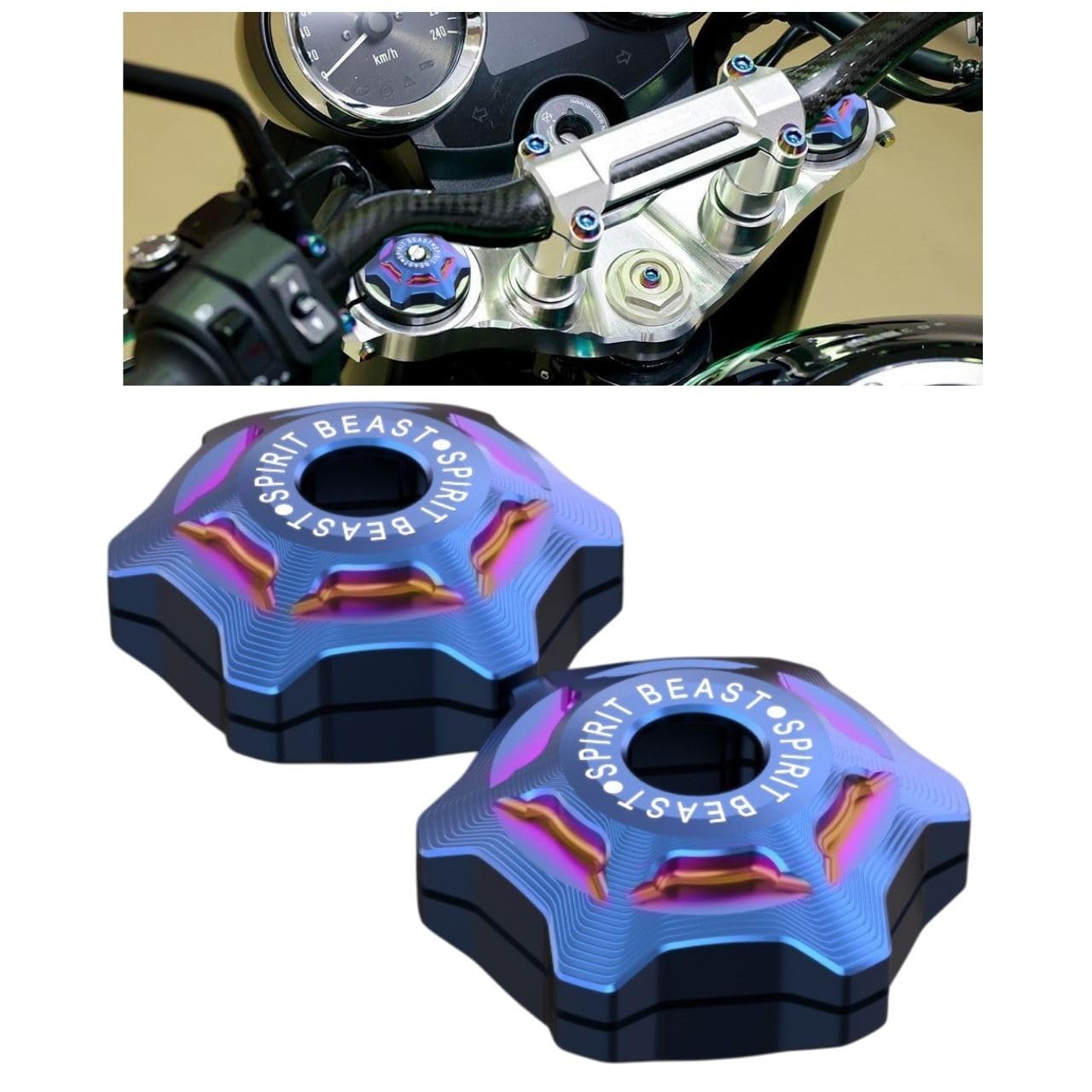 

[СЕМЬ ЭБИСУ] Z900RS Кастомные крышки верхних гаек передней вилки Детали Левый и правый набор Аксессуары для мотоцикла (синий) синий