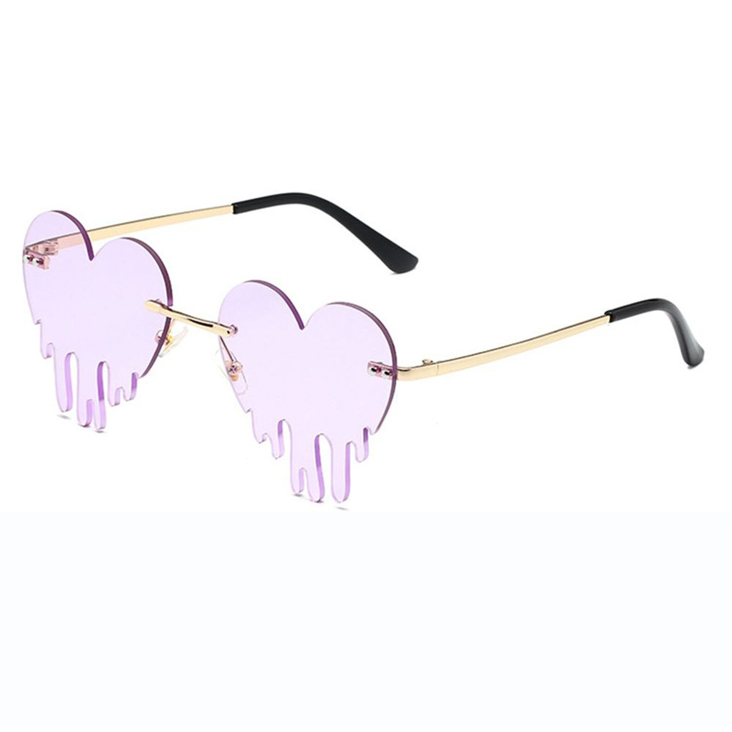 

Trend Colorful Ocean Luxury Heart Unique Rimless Sunglasses Sun Glasses Women Tear Shape фіолетовий