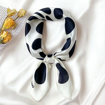 New Korean Silk Polka Dot Fashion Square Scarf for Women Dual-purpose Decorative Scarf Shirt Small Silk Scarf Mulberry Silk