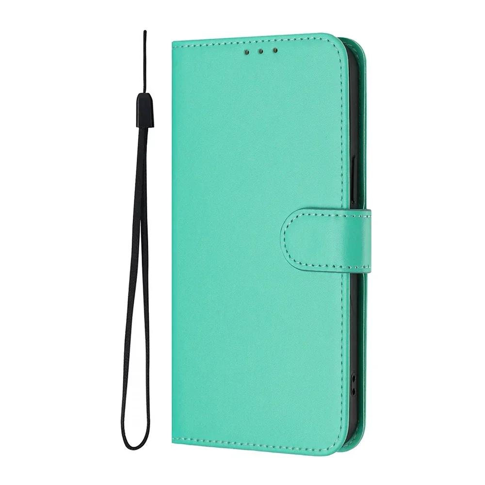Solid Color Wallet Case for Xiaomi 12S Ultra 12 Lite Redmi Note 12 Pro Plus Turbo Explorer Speed Card Holder Strap Phone Cover