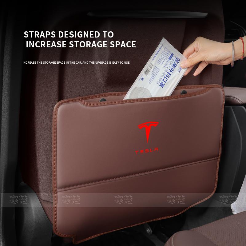 Für Tesla Model 3 Model Y Model S Model X Auto-Rücksitz-Aufbewahrungstasche Sitzrückseite Verschleißschutz Rückenlehnen-Schutz Anti-Kick-Pad