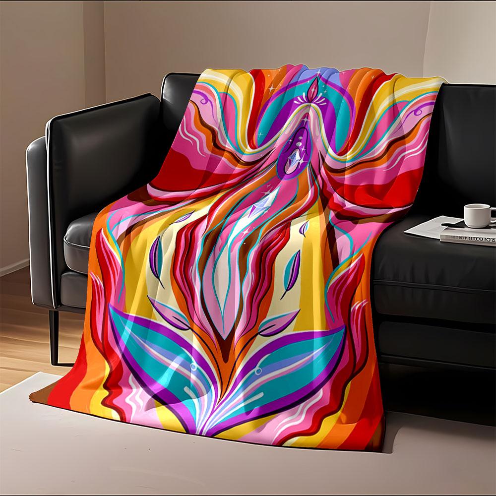 Colorful Abstract Waves Blanket for all seasons blanket lunch break throw gift