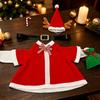 23Inch Porch Geese Statue Costume Polyester Santa Themed Outfit with Horned Deer Motif Styling for Christmas Yard and Holiday Photo Displays