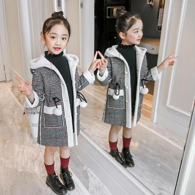 Girls' Autumn and Winter Coats Thickened Lambskin Woolen Coats, Fashionable Girls' Woolen Coats