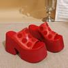Johnature Fashionable Super High Heels Outdoor Slippers Genuine Leather Thick Soled Lightweight Women's Sandals