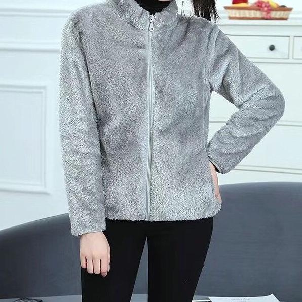 Outdoor Fleece Women's Cardigan Double-sided Fleece Stand-up Collar Jacket Soft Shell Jacket Liner Thickened Warm Plush Jacket