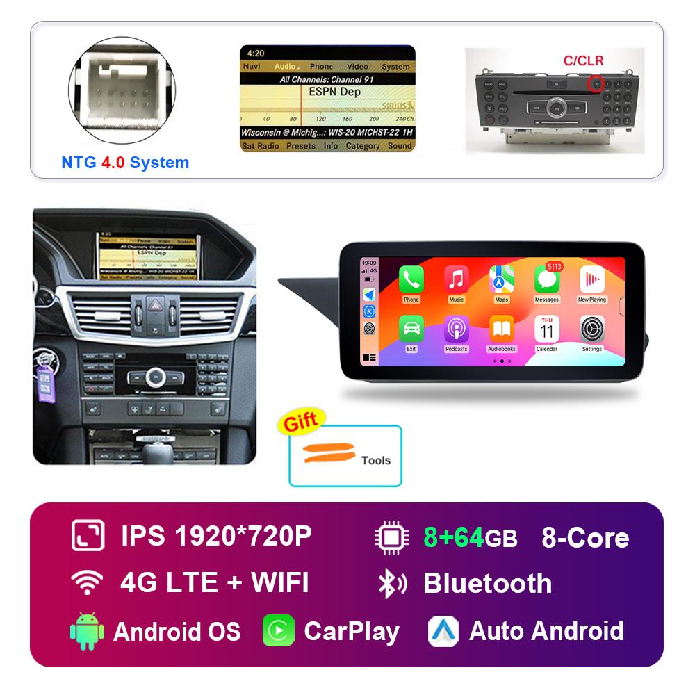 10.25 Inch for Mercedes Benz E Class W212 2009 - 2015 NTG 4.0 4.5 System Android Car Radio Multimedia Player GPS HD Touch Screen