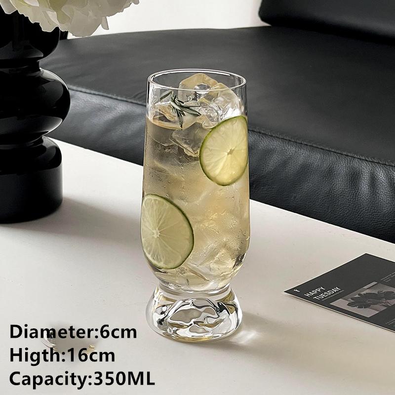 Cute Thick Bottom Handle Coffee Glass Mountain Latter Milk Juice Water Glass Goblet Glass Cup