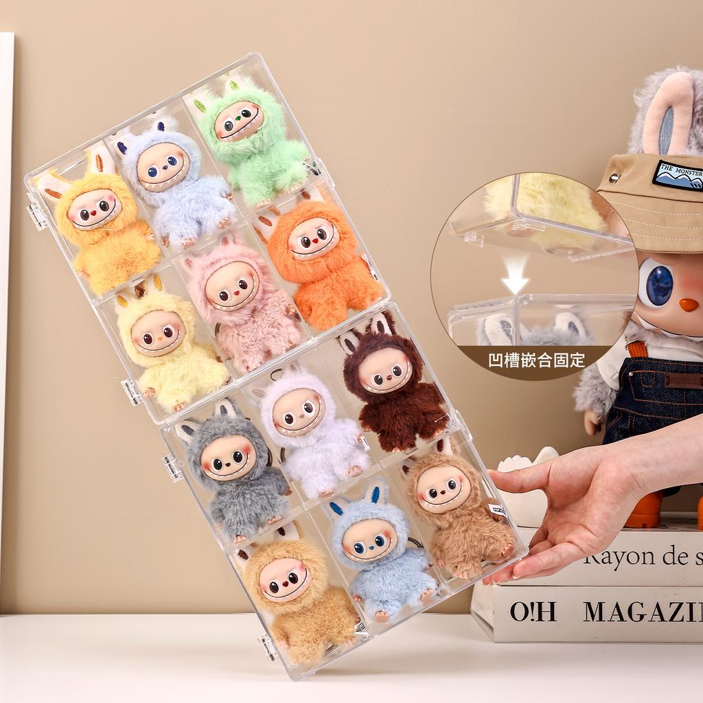 1pc foldable acrylic 6-grid blind box display box compartment collectible doll storage box, hair accessory jewelry storage box