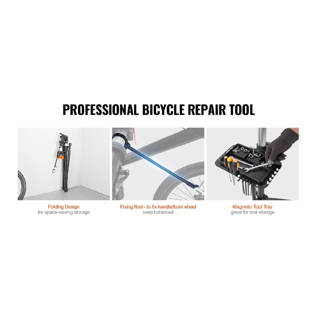 SucceBuy Bike Repair Stand Heavy-duty Aluminum Adjustable Height Magnetic Tool Tray Telescopic Arm Foldable for Home Shops