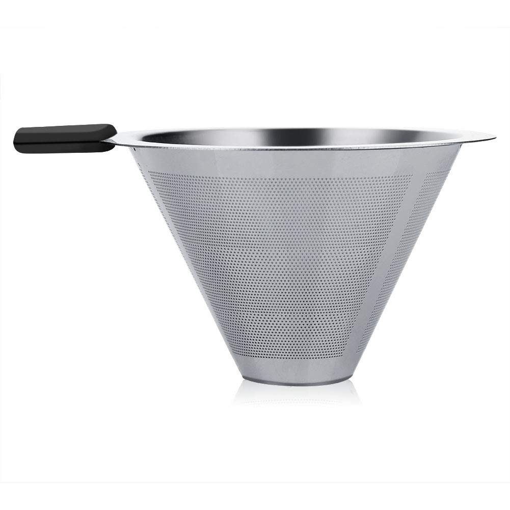 Richer-R 400ml Glass Hand Drip Coffee Pot with Stainless Steel Filter, Heat-Resistant Glass, Handheld Coffee Dripper with Thick Handle, Insulated,