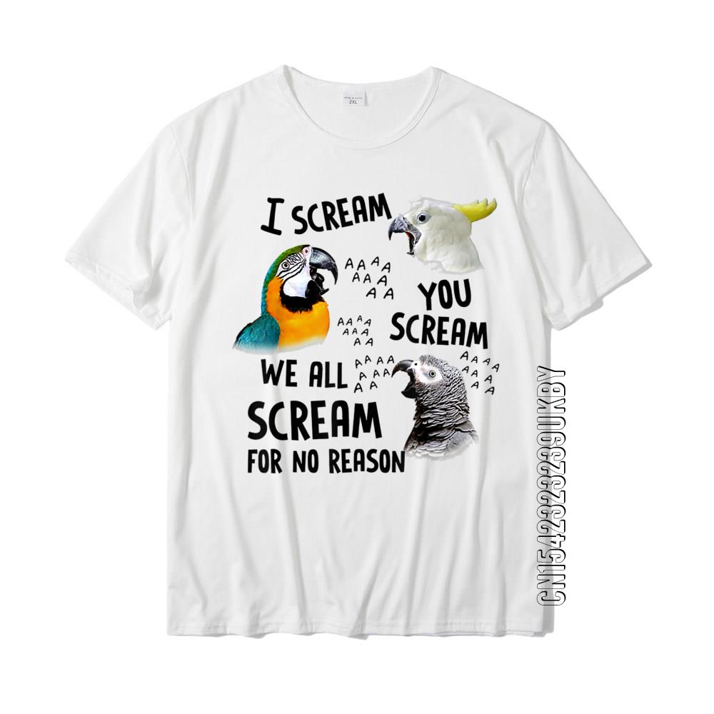 I Scream You Scream Funny Parrot T-Shirt Cotton Hip Hop Tops & Tees Plain Men Tshirts Summer S разноцветный