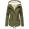 2025 Winter Women's Solid Color Hooded Parka Coat Thick Fleece Lined Cotton Jacket Outerwear