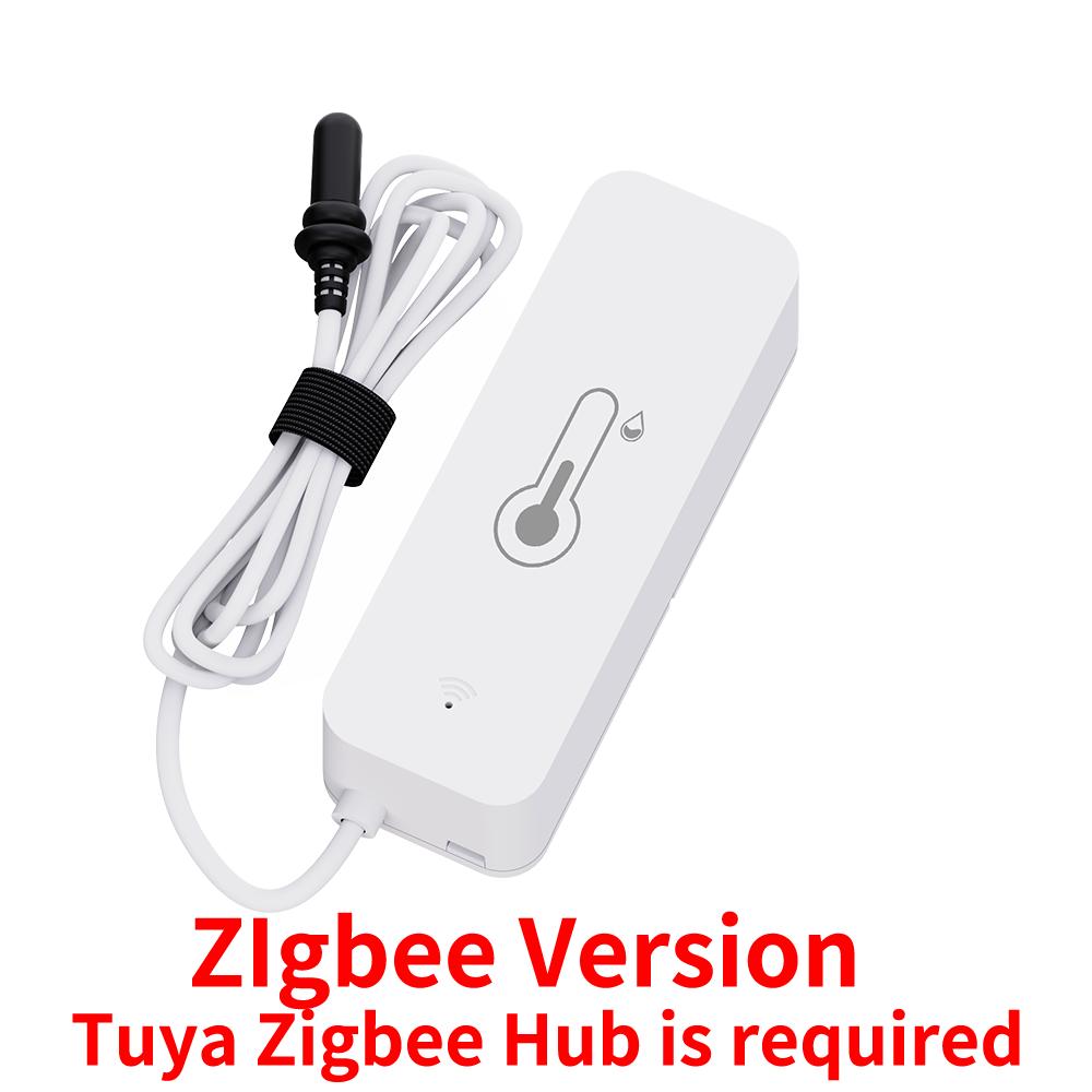 Tuya Zigbee WiFi Temperature Humidity Sensor With External Probe Sensor for Smart Home Work with Yandex SmartLife Alexa