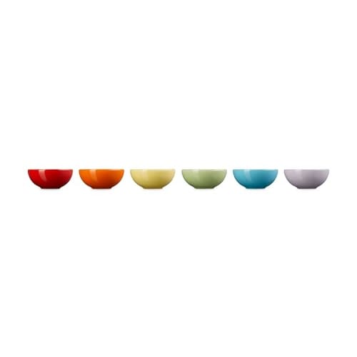 Le Creuset Mini Bowls, 7cm, Rainbow Design, Heat and Cold Resistant, Microwave, Oven, and Dishwasher Safe, Pack of 6 [Official Japanese Product]