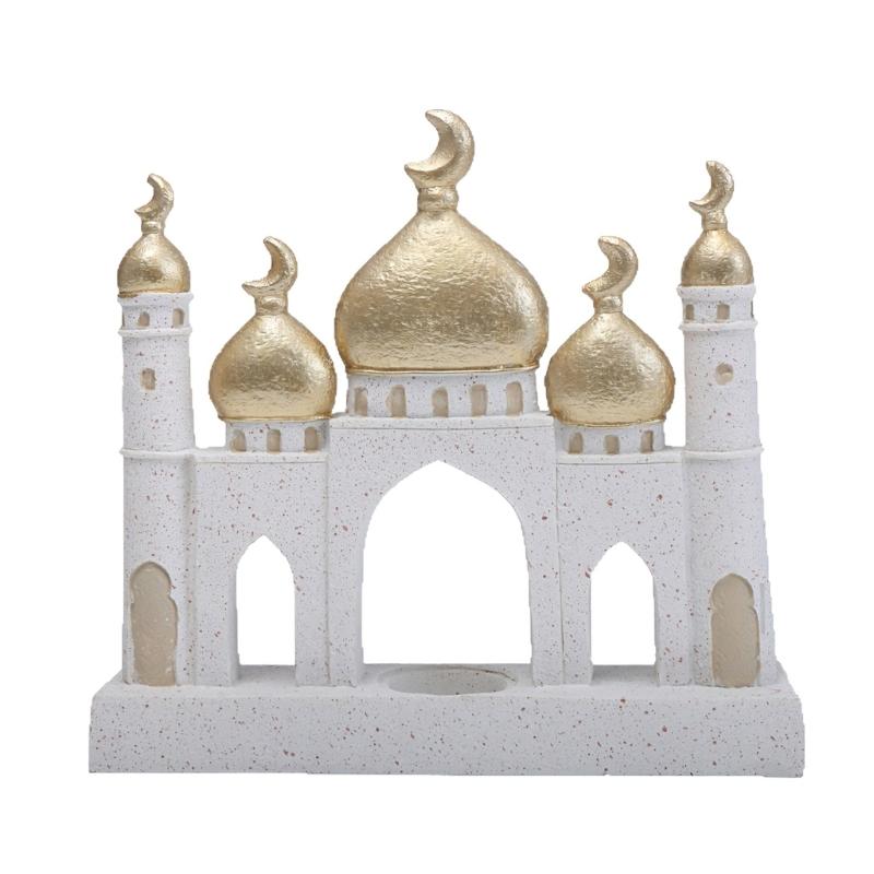 Ramadans Eid Home Decorations Gold and White Mosque Tower Islamic Eid Mubarak Decors Table Ornament Gift for Women Men