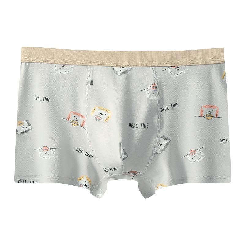 Men's Spring and Summer Thin Cute Printed Cotton Breathable Waist Flat Angle Underwear