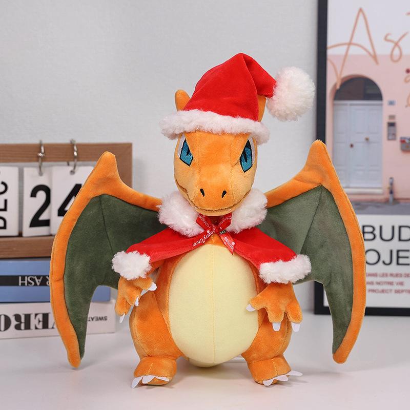 30cm Anime Christmas Style Plush Toys Charizard Charmander Soft Stuffed Peluche Doll Kids Child Xmas Birthday Gifts