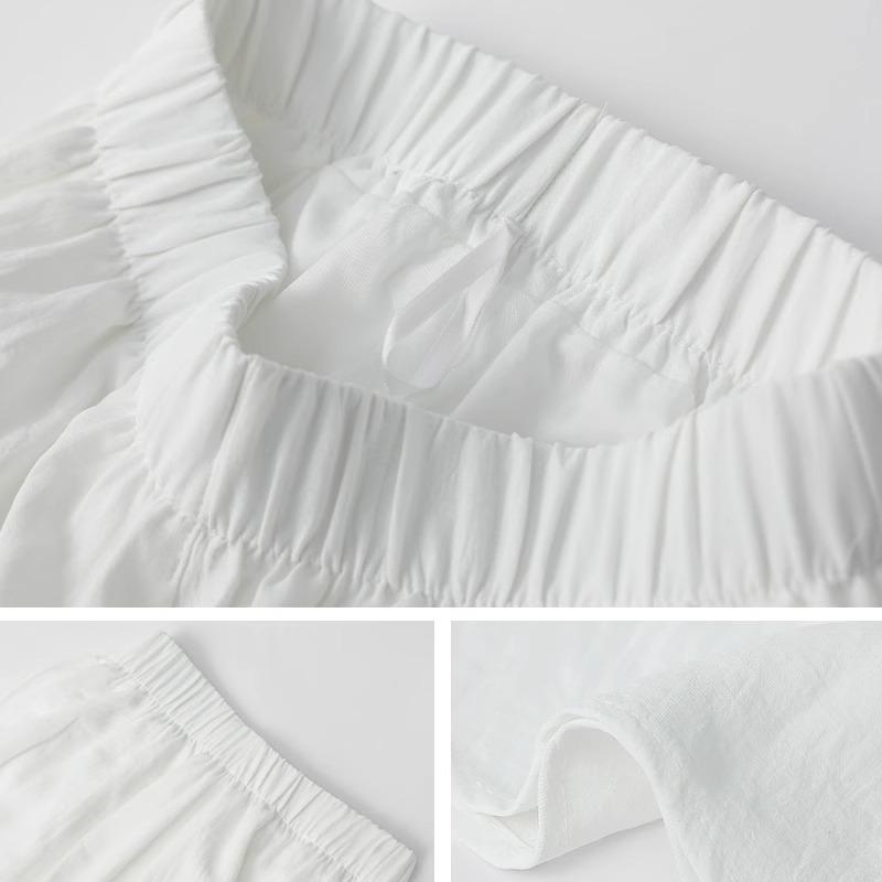 2025 White Ice Silk High-Waist Textured Culottes - Women's Summer Chiffon Wide-Leg Pants, Small Size