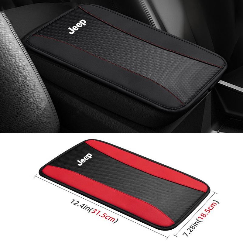 Car Armrest Mat PU Leather Center Console Arm Rest Protection Cushion For Jeep Renegade Wrangler JL JK Gladiator Grand Cherokee AKY1