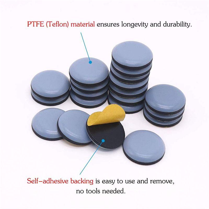 ABUL-72Pcs 25Mm Furniture Glides Self Adhesive Chair Leg PTFE Sliders For Furniture Easy Movers (Round)