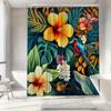 Tropical Paradise Shower Curtain - Waterproof, Mildew-Resistant with Exotic Flowers and Bird Design for a Vibrant Bathroom Decor