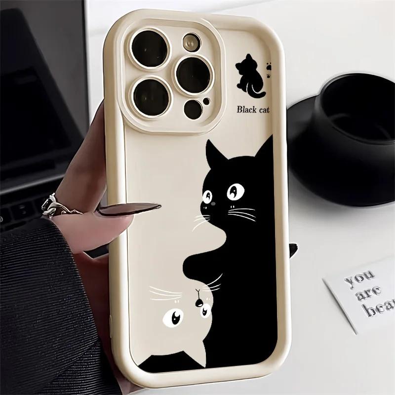 Cartoon Cat Soft Phone Case For iPhone 15 16 Pro Max Cases iPhone 14 13 12 11 Pro Max XS Max XR X 7 8 Plus 16e Shockproof Cover