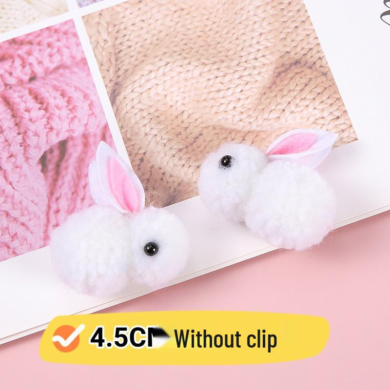 Furry Ball Plush Rabbit DIY Lantern Accessories - Cute Cartoon Hair Clip with Icelandic Wool for Kids, Mid-Autumn Festival.