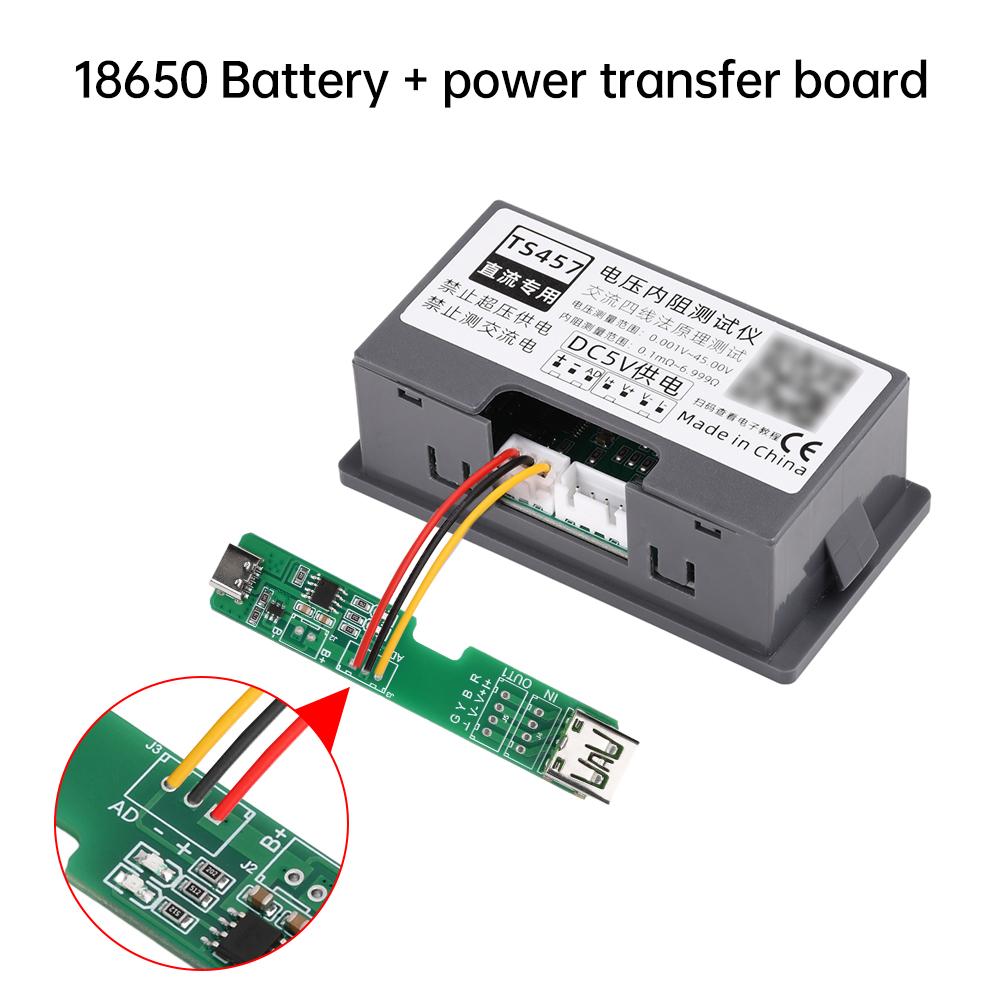 TS457 Voltage Internal Resistance Tester AC 4-Wire Kelvin Method Voltage Meter Internal Resistance Test Device 18650 Dry Battery