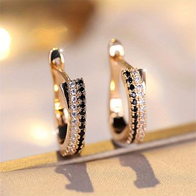 Heiß verkaufte trendige Kristallohrringe für Damen Schwarz-Weiß Zirkon Mode Champagnergoldfarbene Ohrringe Hochzeitsschmuck Geschenke