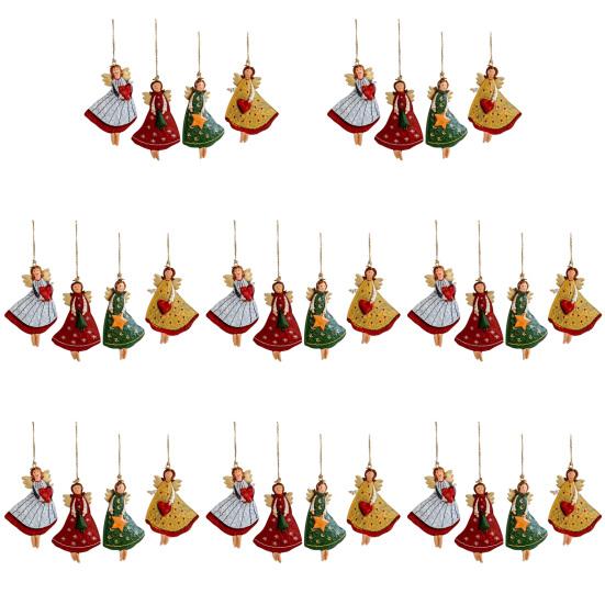 Tre Engel Julepynt Rustikk Gårdshus Engeldekorasjoner Juletre Hengepynt for Ferie Hjemmedekor