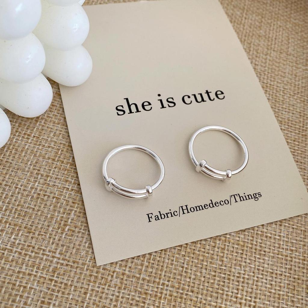 Korean & Japanese Style Push-Pull Ring for Women - Retro Temperament, Trendy Plain Band, Hip Hop Punk Index Ring