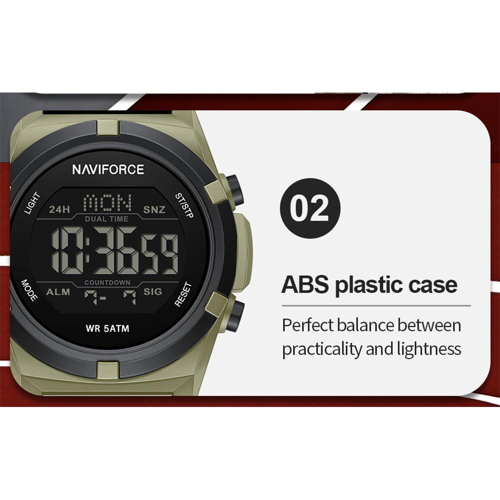 NAVIFORCE Digital Men Boy Watch Outdoor Alarm Chronograph Silicone Strap Waterproof Night Pattern Men Boy Casual Watch Gift NF7127