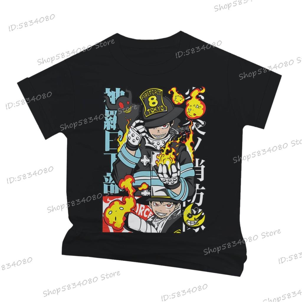 Fire Force Print Unisex Fashion Casual Tshirt Unisex Street Graphic Anime Tee Fire Force Classic Vintage T Shirts Anime Apparel