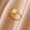 Irregular Geometric Glossy Stainless Steel Open Rings For Women Minimalist Gold Adjustable Wedding Ring Female Jewelry