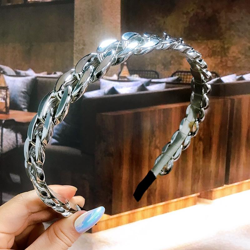 New  Acetate Chain Gold Silver Bezel Hairbands Women's Accessories Vintage Fashion Girls Headband Hoop Femme Hair Ornaments