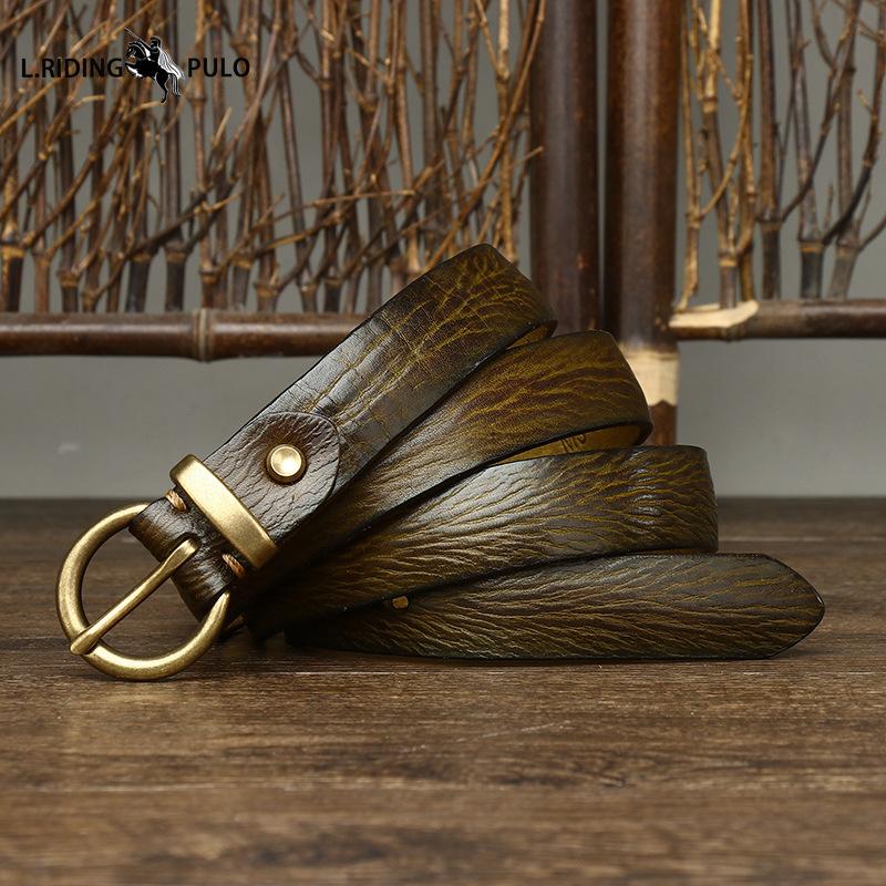 Modny pasek w stylu retro koreańskim, pasujący do wszystkiego, damski pasek z prawdziwej skóry, klamra na bolec, pasek jeansowy z czystej skóry bydlęcej