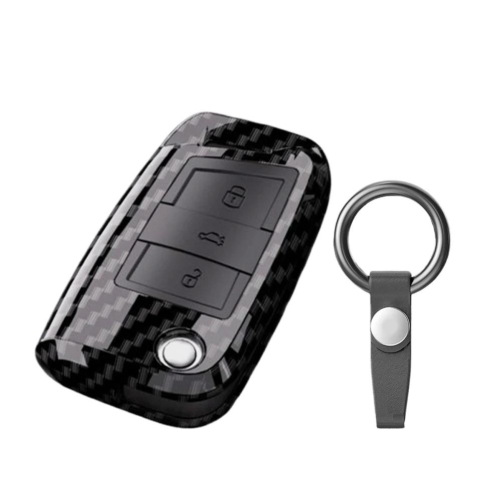 Nowe etui na kluczyk samochodowy z włókna węglowego, 3 przyciski, osłona kluczyka ABS, ochrona breloka do VW Volkswagen Tiguan MK2, dla SEAT Ateca Leon FR 2 Ibiza