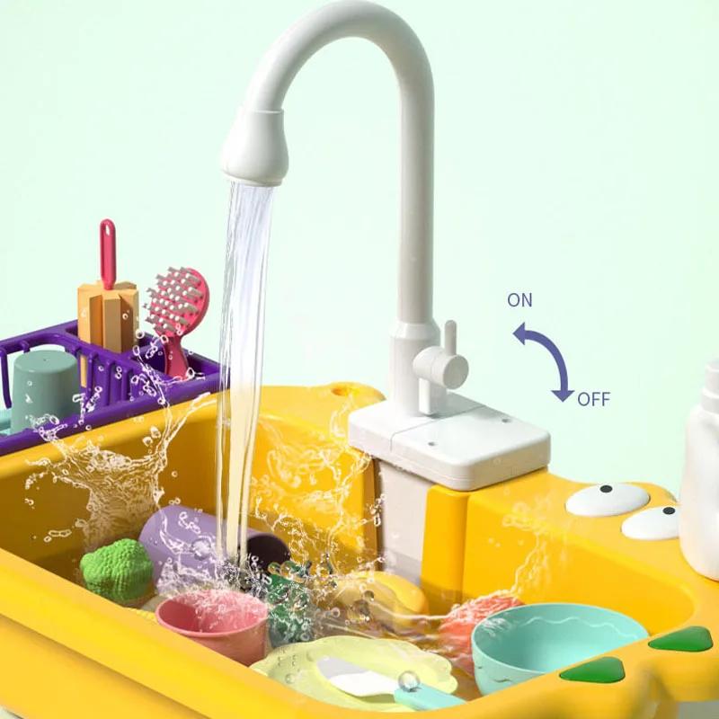 Non-Toxic New Faucet Play Sink Kitchen Sink Toy Electric Faucet Play Kitchen Toys Swimming Pool Floating Fishing Toys Water Play Baby Gift