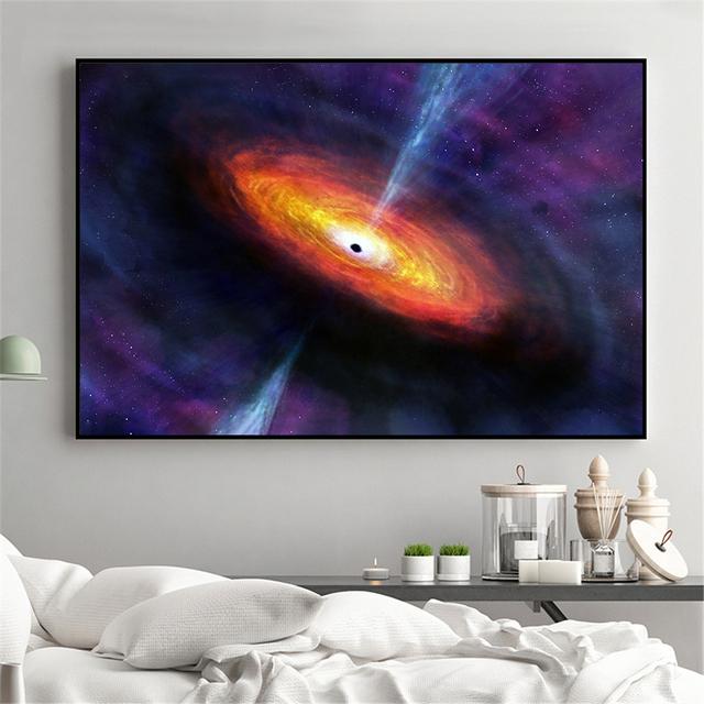 Universe Earth Meteorite Posters and Prins Galaxy Stars Astronaut Planet Hole Space Wall Pictures for Living Room Decoration
