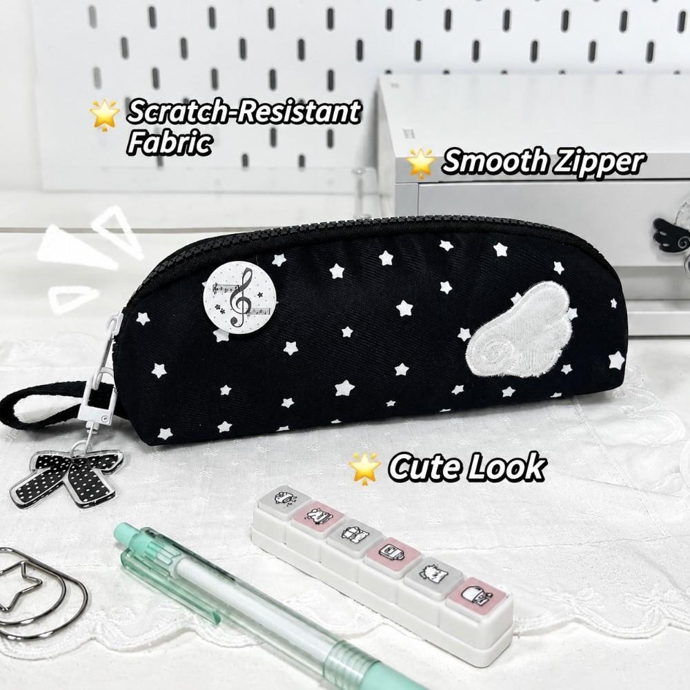 Star Print Pencil Case Large Capacity Pen Bag Durable Stationery Organizer School Office