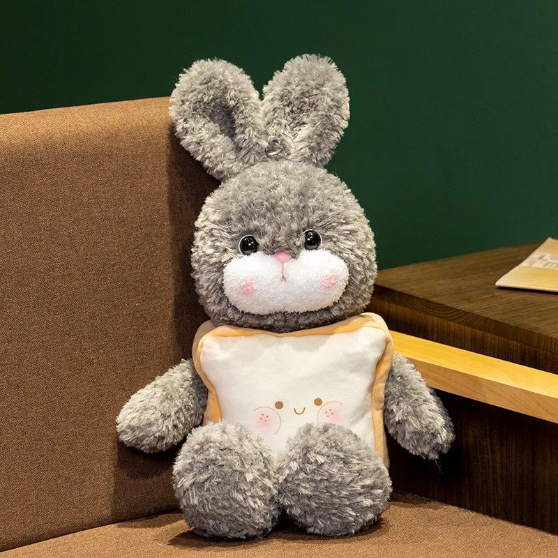 

Hamburger Rabbit Bread Plush Toy Cute Design Throw Pillow Gifts Comfortable Soft Gray Bread,35cm/13.78in
