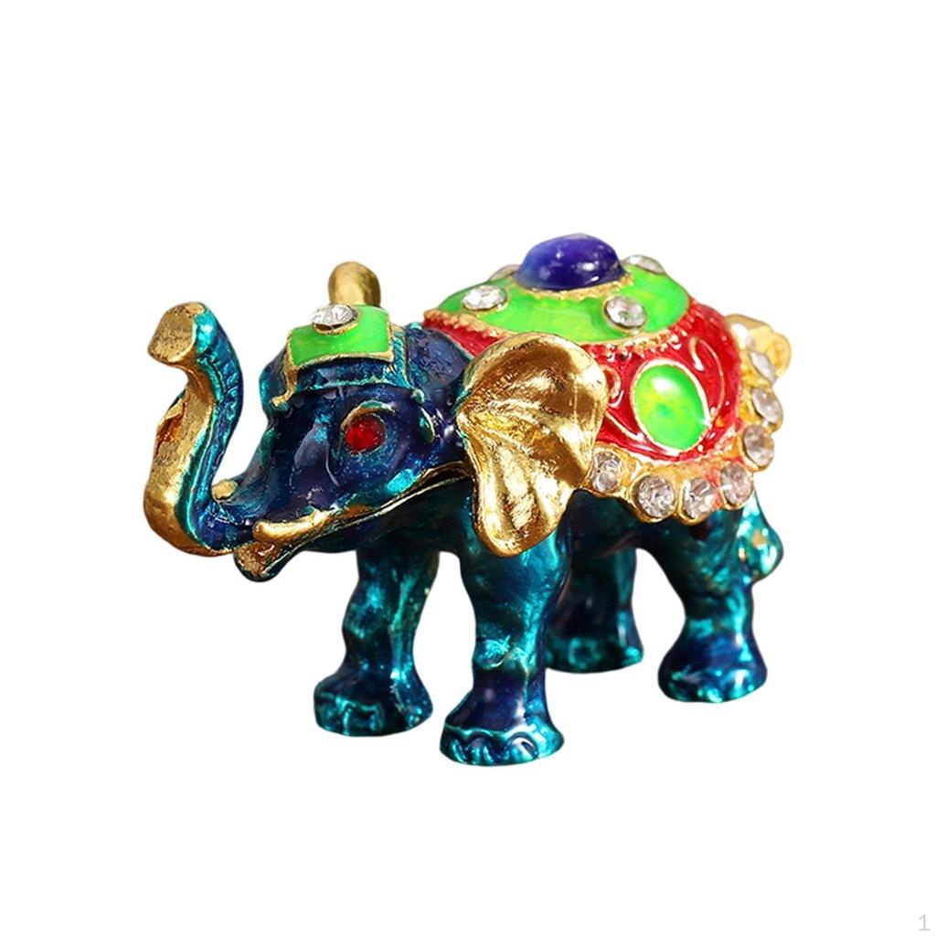 Elephant Trinket Box Figurine Art Collection for Women Metal Craftsmanship Decorative Decor