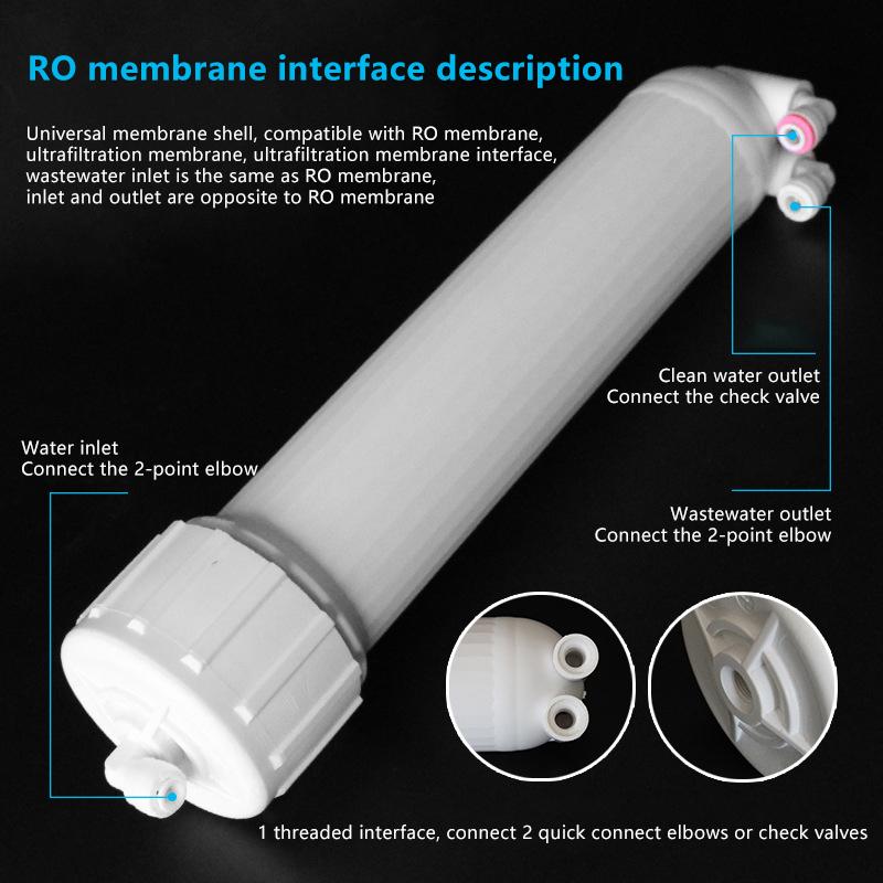 Universal 1812/2012 50-125G Reverse Osmosis Membrane Filter Housing Replacement With Elbow Fittings Housing Wrench Check Valve