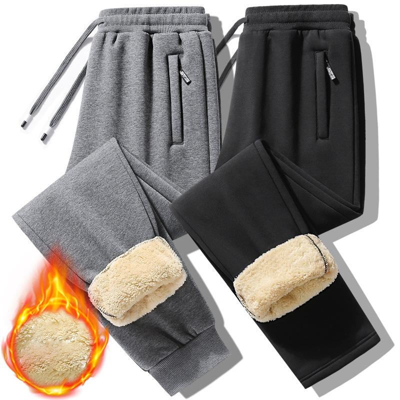 2025 Winter Plush/Regular Casual Versatile Lamb Fleece Warm Pants Men'S Outdoor Sports Sanitary Pants Long Pants