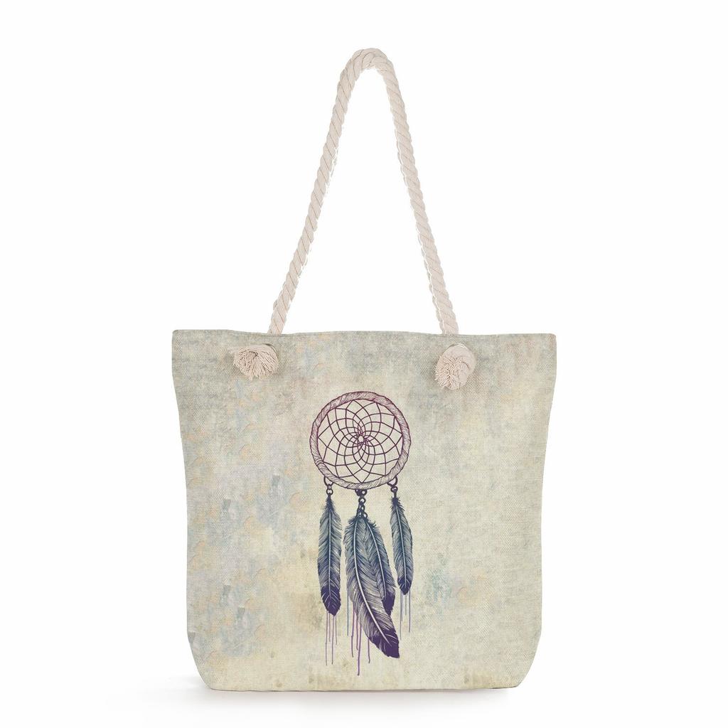 Dreamcatcher print thick rope single-shoulder beach bag 7309 KTB