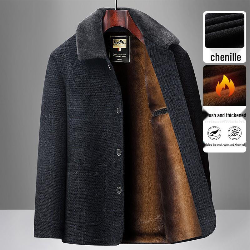 Men`s Winter Chenille Wool Coat -