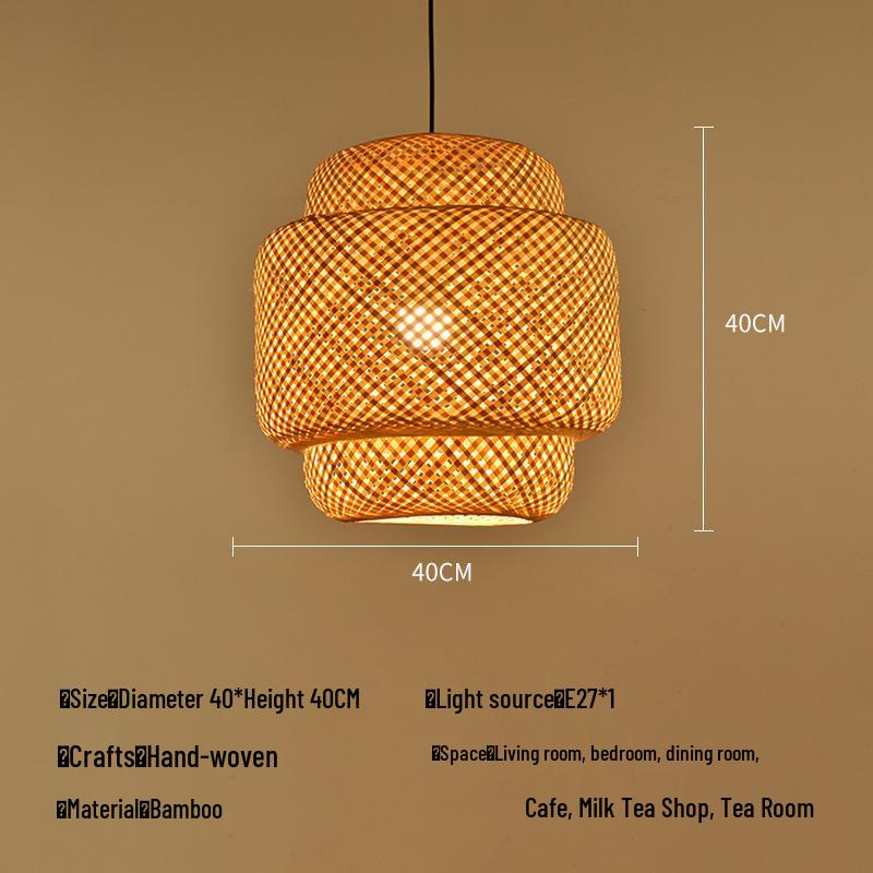 Bamboo Rattan Pendant Lamp: New Chinese & Japanese Style Zen Lighting for Tea Room & Dining, Antique Lantern Design.